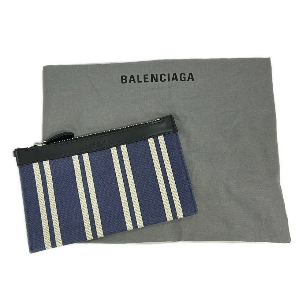 Balenciaga Navy Cabas S Tote Bag 339933 Navy White Black Canvas Leather